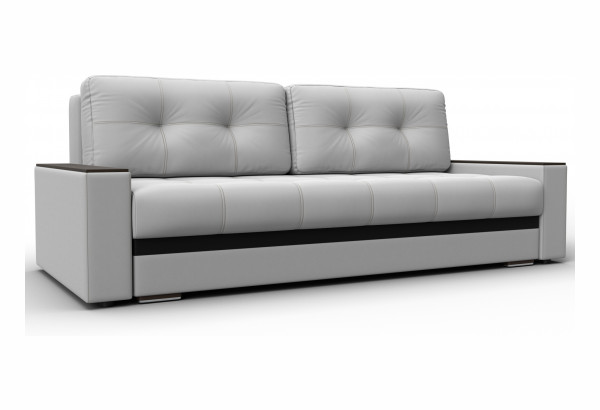 Диван прямой с декором Лига-096 НПБ Белый/Черный (Экокожа) - главное фото